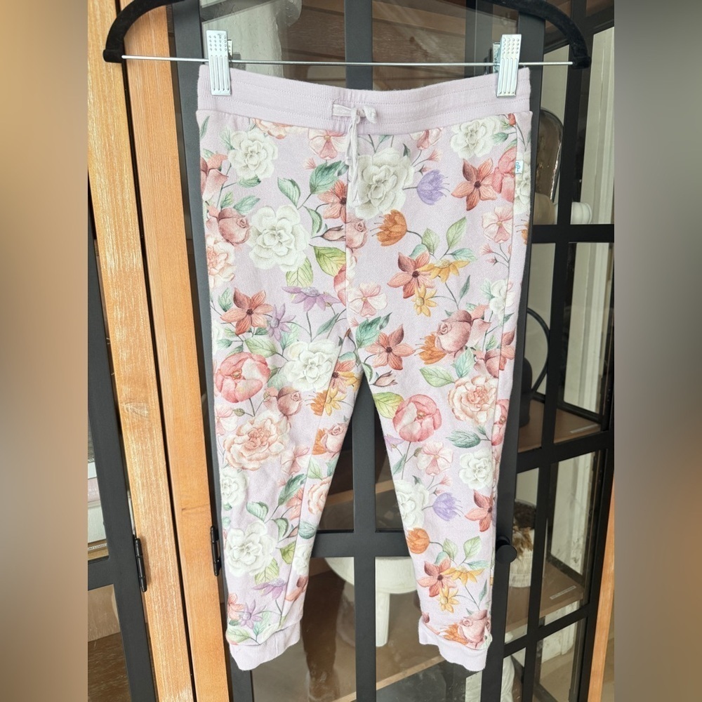 Posh Peanut floral joggers sweatpants lavender flowers print toddler girl